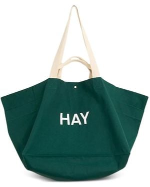 Hay Bolso Shopper De Algodón Con Solapa - Verde
