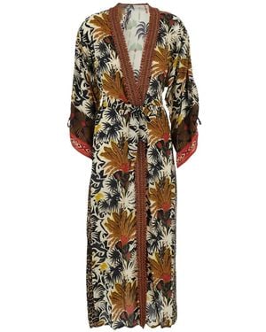 Anjuna Mixed-Print Belted Dress - White