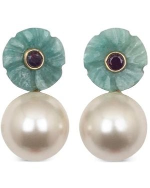 Jennifer Behr Orecchini Libby Con Fiore - Verde