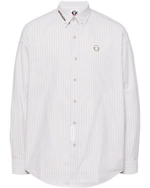 Aape By A Bathing Ape Logo-Patch Striped Shirt - White