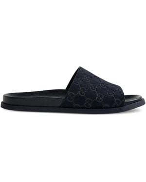 Gucci Gg-Pattern Suede Sandals - Blue