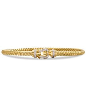 David Yurman 18Kt Buckle Cablespira Diamond Bracelet (3.5Mm) - Metallic