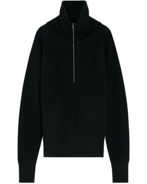 Lemaire Jersey de canalé con media cremallera - Negro