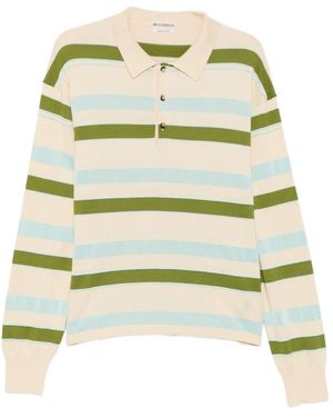 JW Anderson Striped Long-Sleeve Polo Shirt - Natural