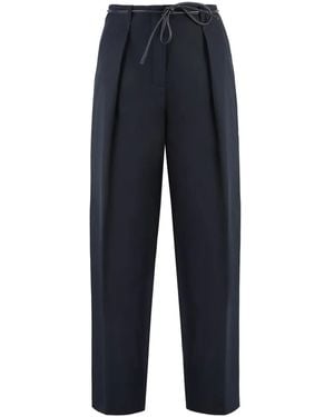 Yves Salomon Pantalon À Taille Ceinturée - Bleu