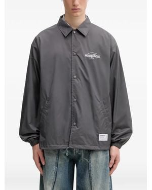 Neighborhood Logo-Print Shirt Jacket - Grey