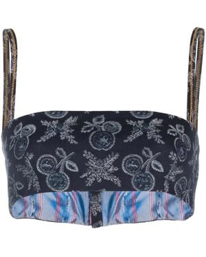 Etro Patterned-Jacquard Bralette - Blue