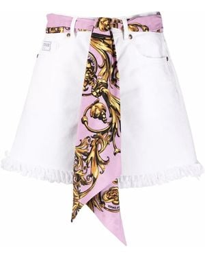 Versace Jeans Couture Scarf-Belt Shorts - White