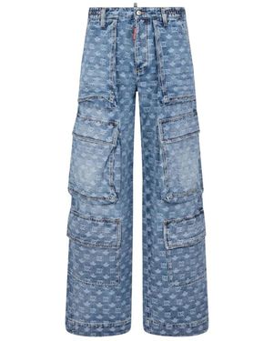 DSquared² Logo-Print Trousers - Blue