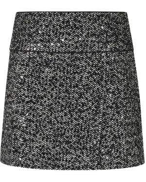 ERMANNO FIRENZE Sequin-Embellished Herringbone Mini Skirt - Grey