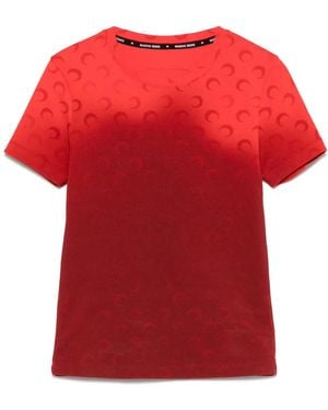 Marine Serre T-Shirt Moon Con Effetto Schiarito - Rosso