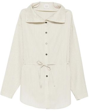 Alysi Striped Tie-Waist Shirt - White