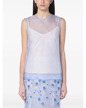 P.A.R.O.S.H. Double-Layered Silk Tank Top - White