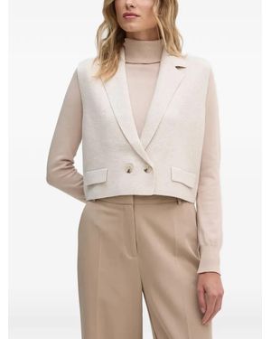 Ouí Double-Breasted Cropped Jacket - Natural