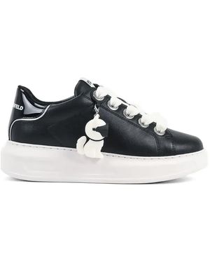 KARL LAGERFELD Dog-Charm Lace-Up Trainers - White