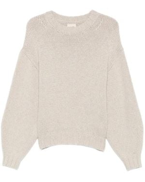 KHAITE Ribbed-Knit Balloon-Sleeve Sweater - White