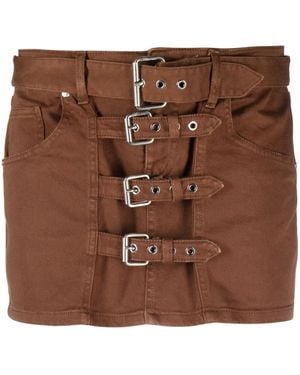 Blumarine Minifalda vaquera con detalle de hebilla - Marrón