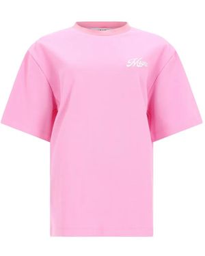 MSGM Logo-Print Short-Sleeved T-Shirt - Pink