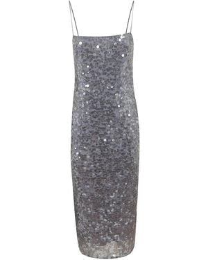 Ralph Lauren Woven "Slip Dress" Midi Dress - Grey