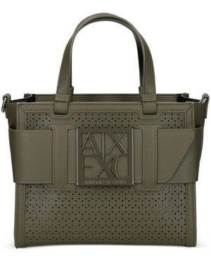 ARMANI EXCHANGE Perfortated Logo Tote Bag - Green