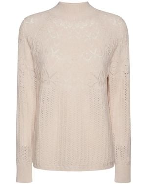 Elena Miro Stehkragen-Pullover Aus Pointelle-Strick - Weiß