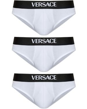 Versace Logo-Band Briefs (Pack Of Three) - White