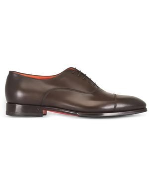 Santoni Stringate Con Punta A Contrasto - Marrone