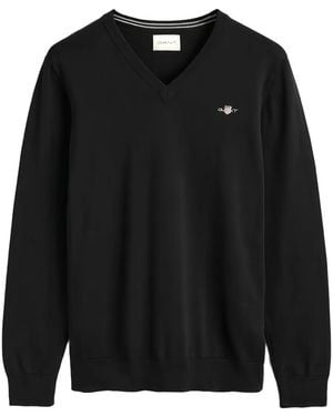 GANT Vネックロゴセーター - ブラック