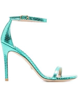 Stuart Weitzman 100Mm Snakeskin-Effect Stiletto Sandals - Green