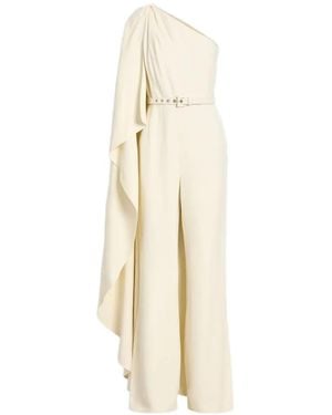 Monique Lhuillier One-Shoulder Draped Jumpsuit - White