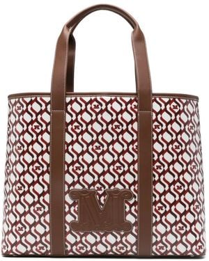 Max Mara Monogram-Pattern Tote Bag - Red