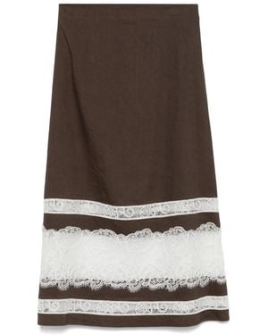 Lorena Antoniazzi Lace-Detail Midi Skirt - Brown
