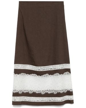 Lorena Antoniazzi Lace-Detail Midi Skirt - Brown