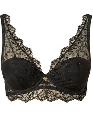 Twinset Corpiño De Tul Bordado Con Lazos - Negro