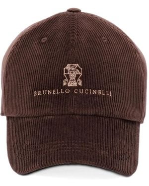 Brunello Cucinelli Casquette En Velours Côtelé - Marron