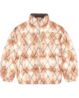 DIESEL Reversible Puffer Jacket With Argyle Print - Natural