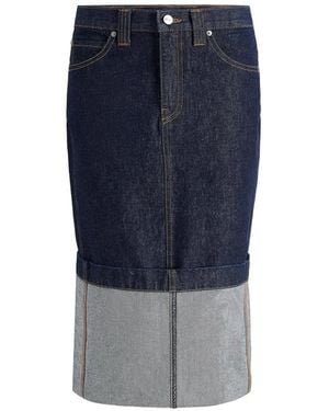 KHAITE Kilian Two-Tone Denim Midi Skirt - Blue