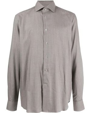 Corneliani Houndstooth-Pattern Long-Sleeve Shirt - Grey