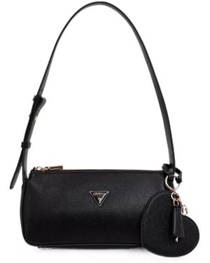Guess Isobel Logo-Plaque Heart-Charm Tote Bag - Black