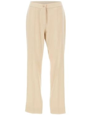 Elena Miro Button Slit-Detail Pants - Natural