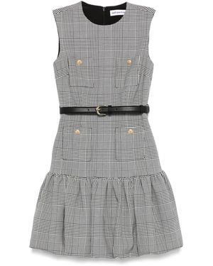Self-Portrait Prince Of Wales Check Mini Dress - Grey