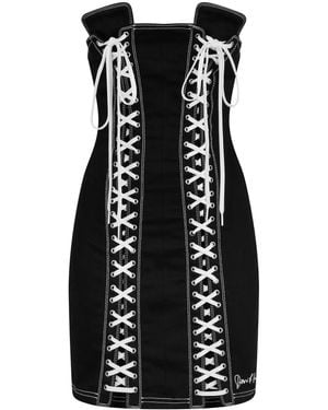 DSquared² Lace-Up Denim Minidress - Black