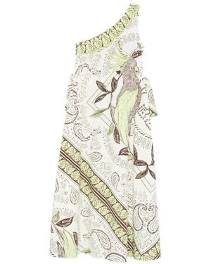 Tory Burch Bird-Print Midi Dress - White