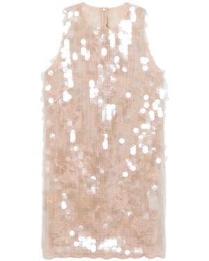 Ermanno Scervino スパンコールトリム ミニドレス - ナチュラル