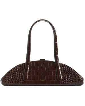 Mugler Croc-Effect Lua Bag - Brown
