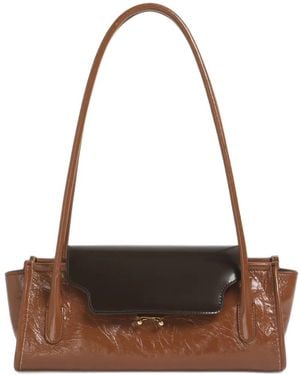 Marni And Leather Trunkette Bag - White