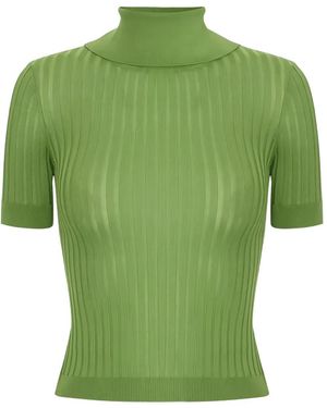 Elisabetta Franchi Open-Back Logo-Button Jumper - Green