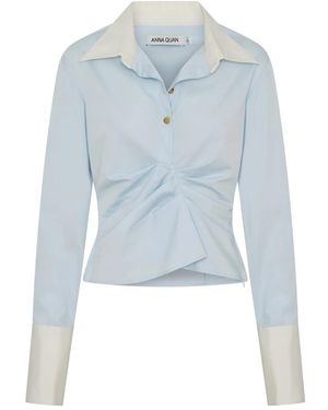 Anna Quan Camisa Thea Con Cuello Retorcido - Azul
