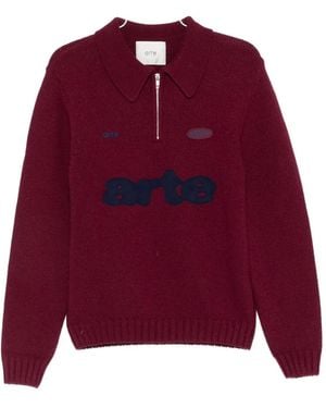 Arte' Logo-Appliqué Polo Jumper - Red