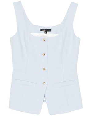 Maje Button-Up Vest - Blue